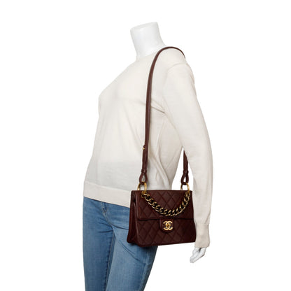 Chanel Burgundy Caviar Quilted Medium Retro Class Flap Bag