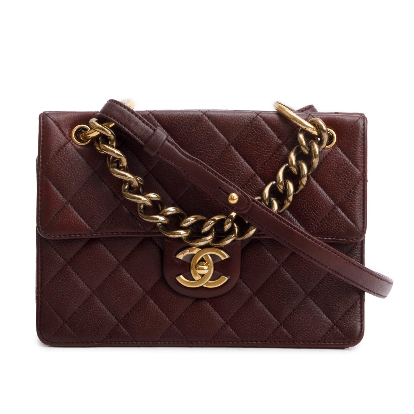 Chanel Burgundy Caviar Quilted Medium Retro Class Flap Bag