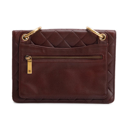 Chanel Burgundy Caviar Quilted Medium Retro Class Flap Bag
