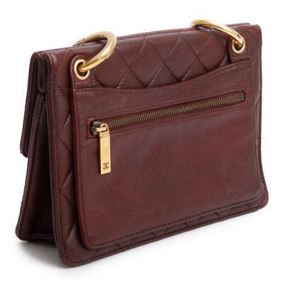 Chanel Burgundy Caviar Quilted Medium Retro Class Flap Bag