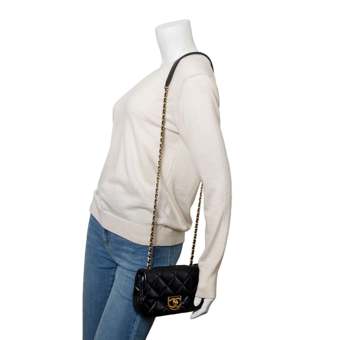Chanel Black Quilted Calfskin Leather Mini CC Matelasse Flap Bag