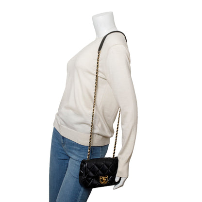Chanel Black Quilted Calfskin Leather Mini CC Matelasse Flap Bag