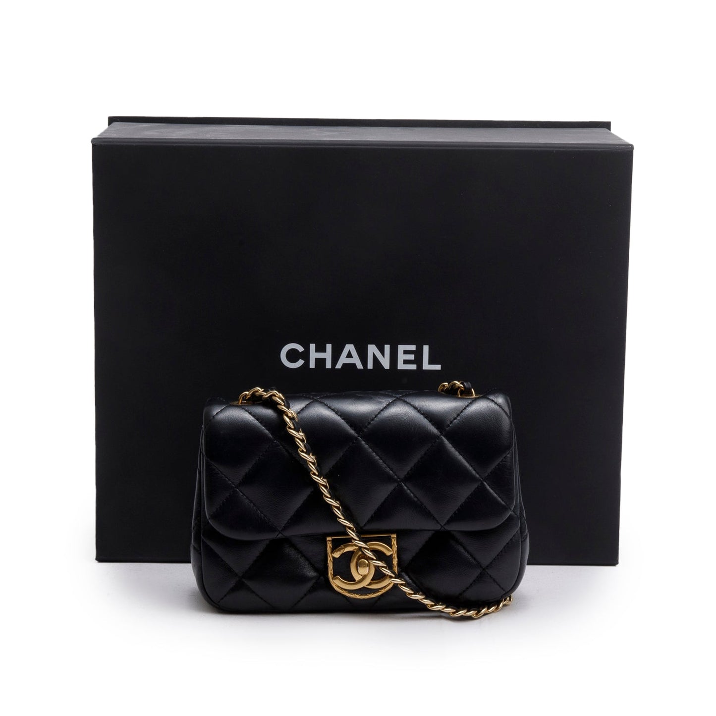 Chanel Black Quilted Calfskin Leather Mini CC Matelasse Flap Bag