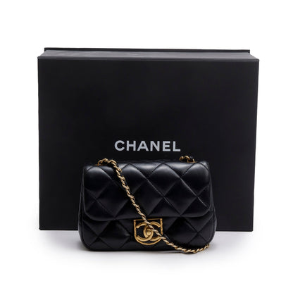 Chanel Black Quilted Calfskin Leather Mini CC Matelasse Flap Bag