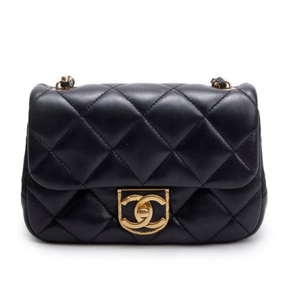 Chanel Black Quilted Calfskin Leather Mini CC Matelasse Flap Bag