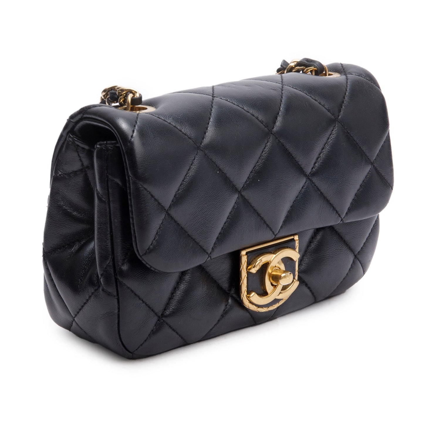 Chanel Black Quilted Calfskin Leather Mini CC Matelasse Flap Bag