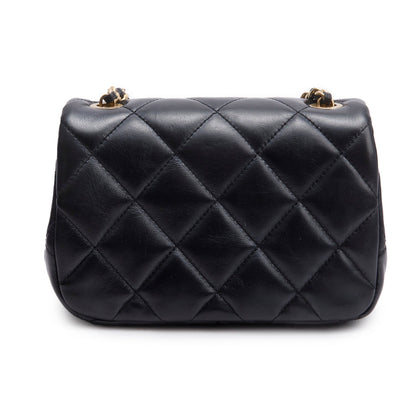 Chanel Black Quilted Calfskin Leather Mini CC Matelasse Flap Bag