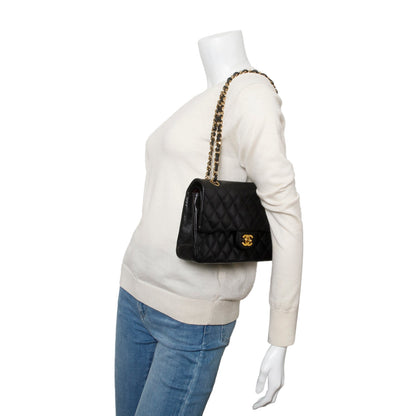 Chanel Black Quilted Lambskin Leather Classic Medium Double Flap Bag