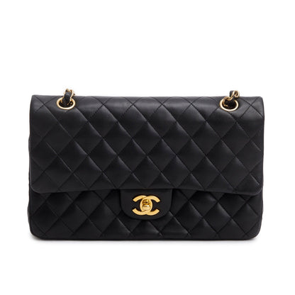 Chanel Black Quilted Lambskin Leather Classic Medium Double Flap Bag