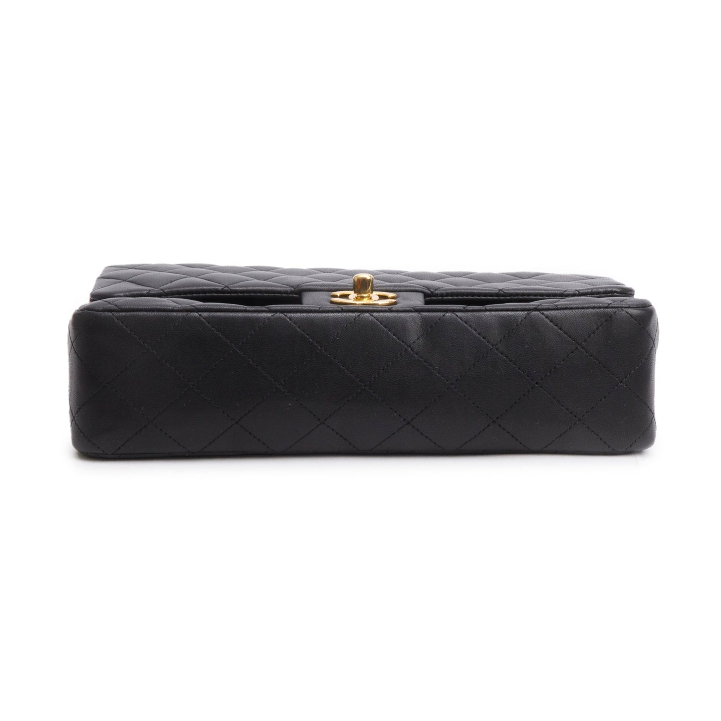 Chanel Black Quilted Lambskin Leather Classic Medium Double Flap Bag