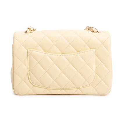 Chanel 2020 Yellow Lambskin Quilted Mini Rectangular Flap Bag