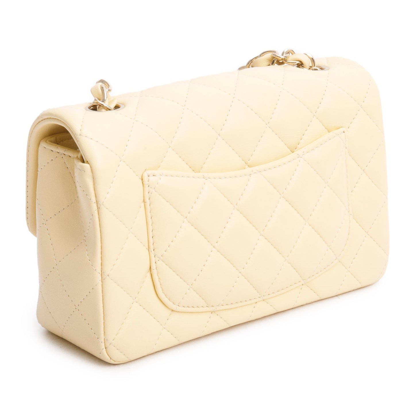 Chanel 2020 Yellow Lambskin Quilted Mini Rectangular Flap Bag