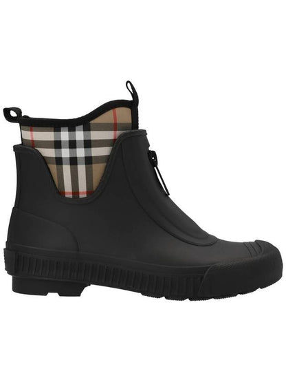 Luxury Burberry Vintage Check Neoprene Rubber Rain Boots Black Archive Beige