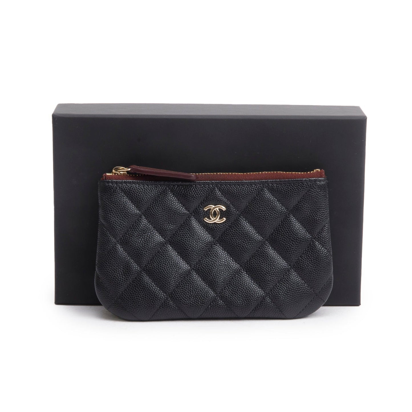 Chanel 2024 Black Quilted Caviar Leather Small Classic Zipped Pouch