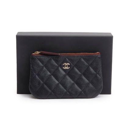 Chanel 2024 Black Quilted Caviar Leather Small Classic Zipped Pouch