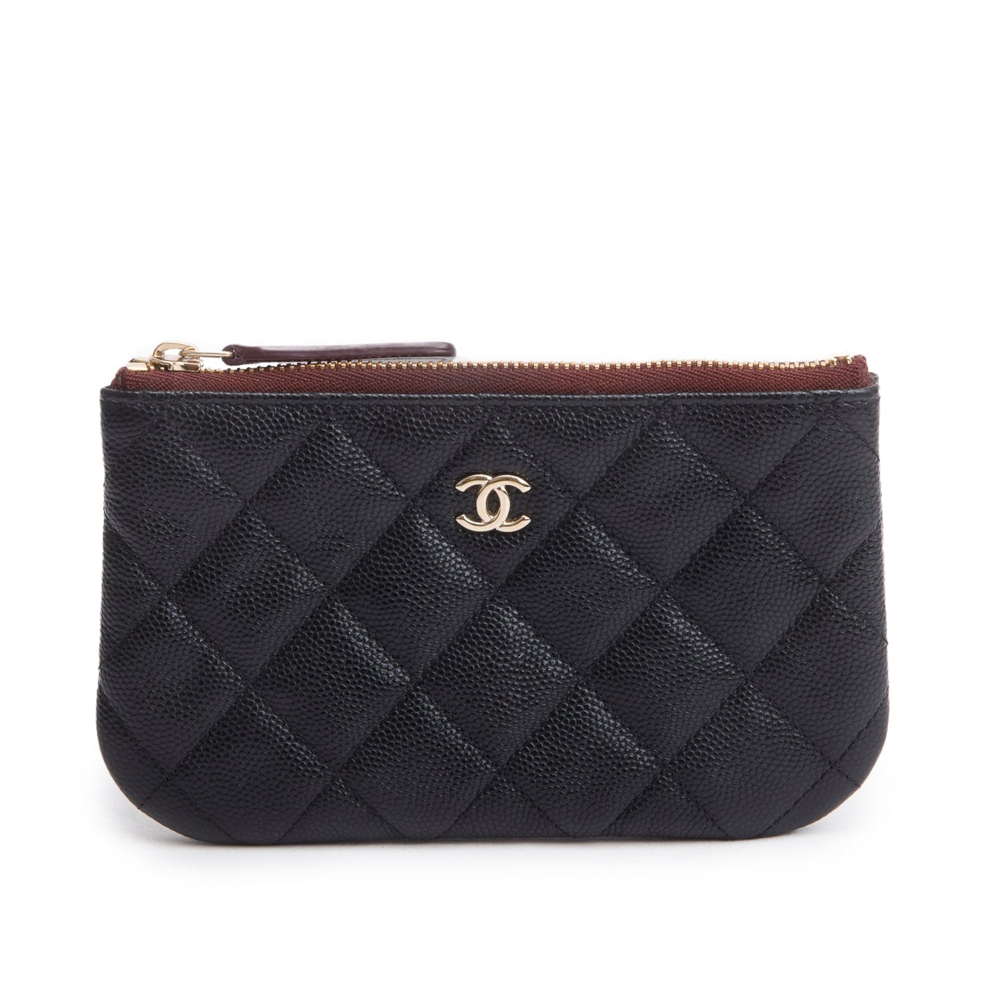 Chanel 2024 Black Quilted Caviar Leather Small Classic Zipped Pouch