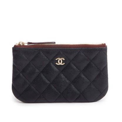 Chanel 2024 Black Quilted Caviar Leather Small Classic Zipped Pouch