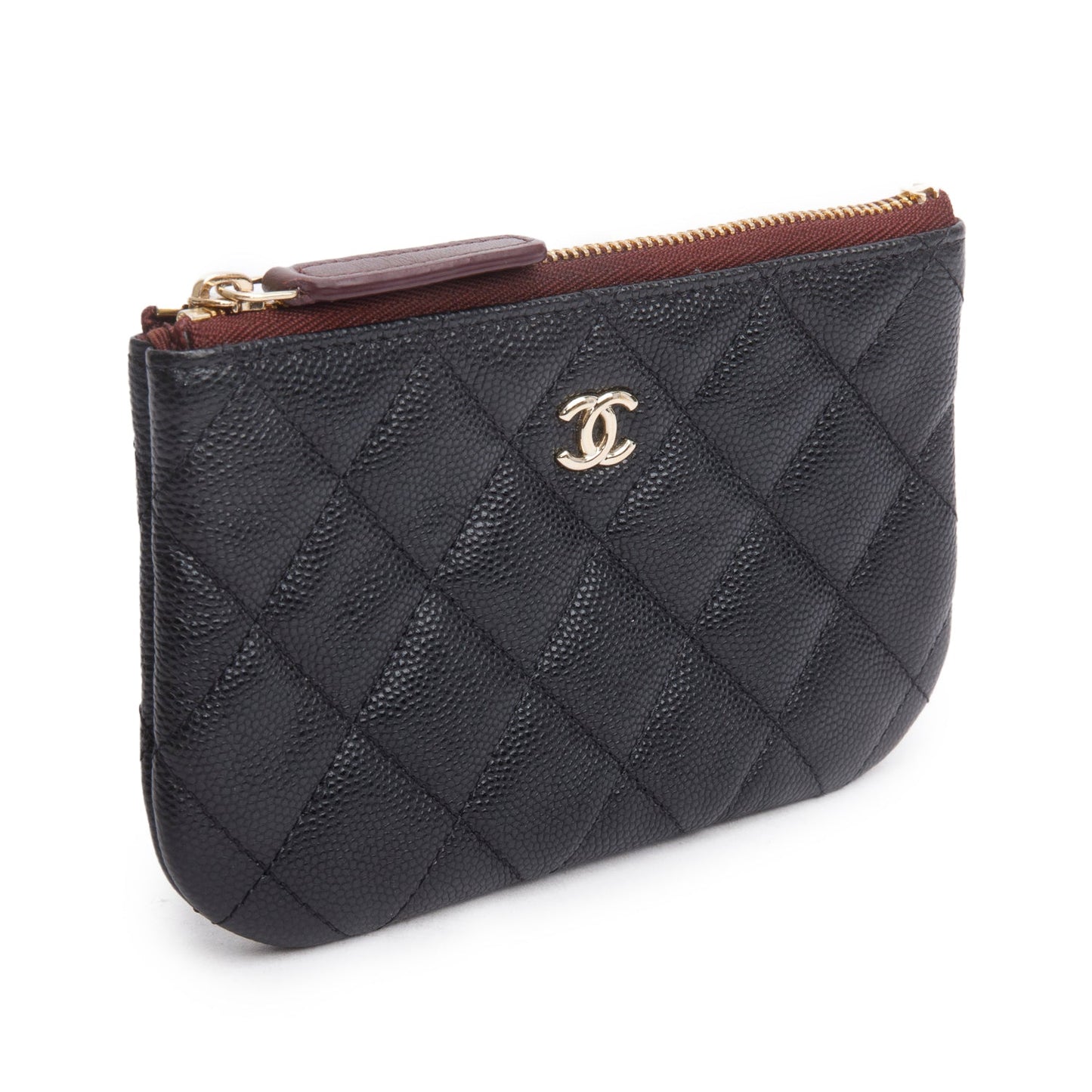 Chanel 2024 Black Quilted Caviar Leather Small Classic Zipped Pouch
