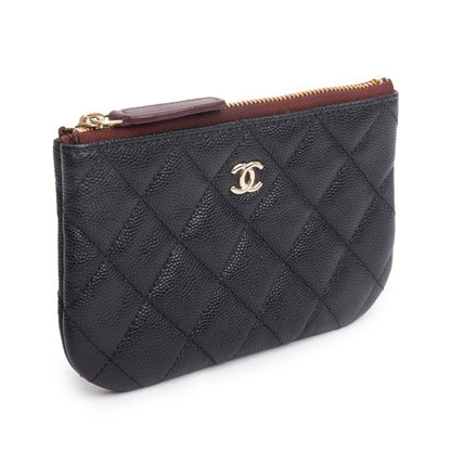 Chanel 2024 Black Quilted Caviar Leather Small Classic Zipped Pouch