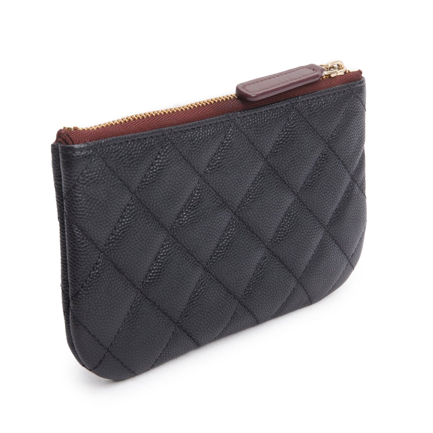 Chanel 2024 Black Quilted Caviar Leather Small Classic Zipped Pouch