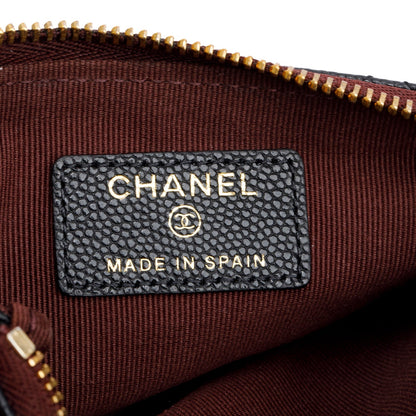 Chanel 2024 Black Quilted Caviar Leather Small Classic Zipped Pouch