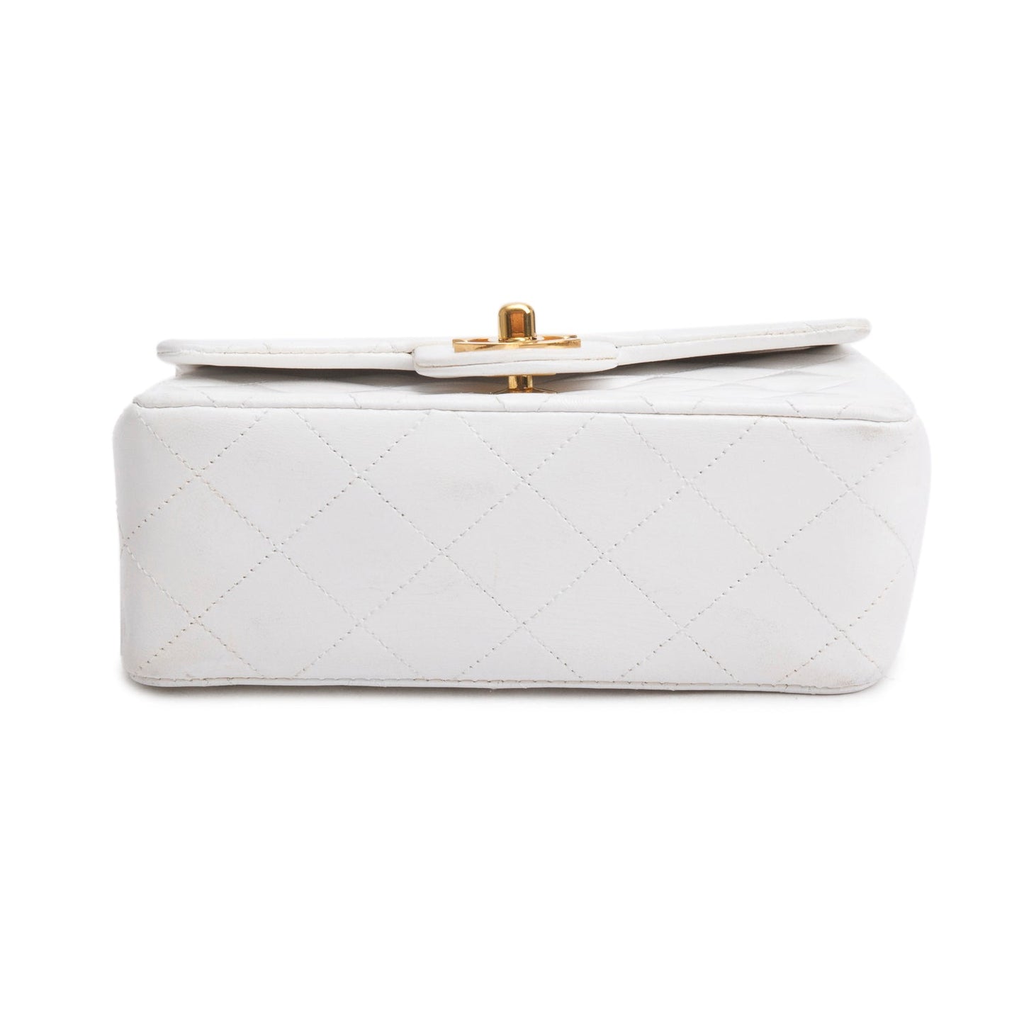 Chanel Vintage White Lambskin Quilted Mini Square Flap Bag