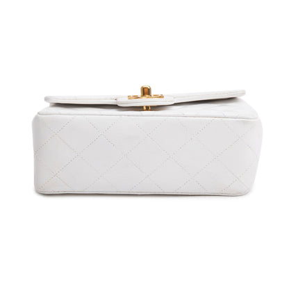 Chanel Vintage White Lambskin Quilted Mini Square Flap Bag