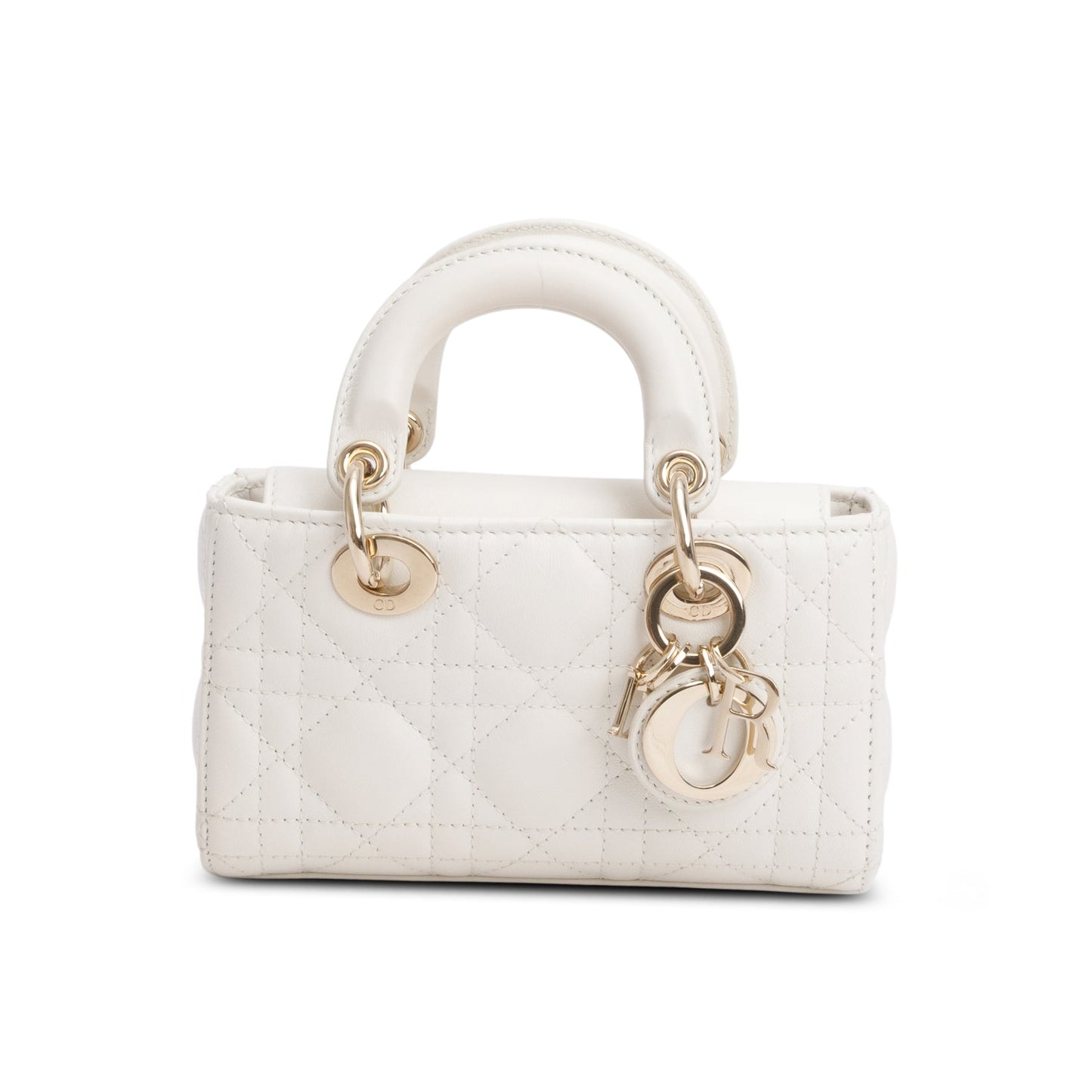 Christian Dior 2024 White Lambskin Cannage Micro Lady D-Joy