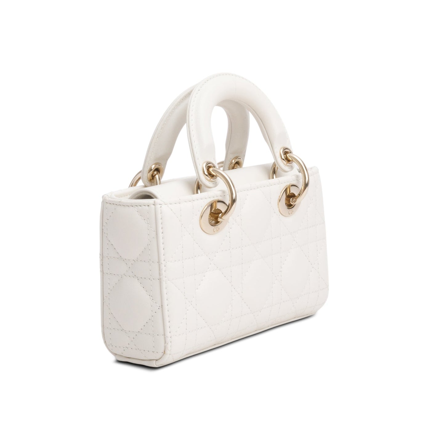 Christian Dior 2024 White Lambskin Cannage Micro Lady D-Joy