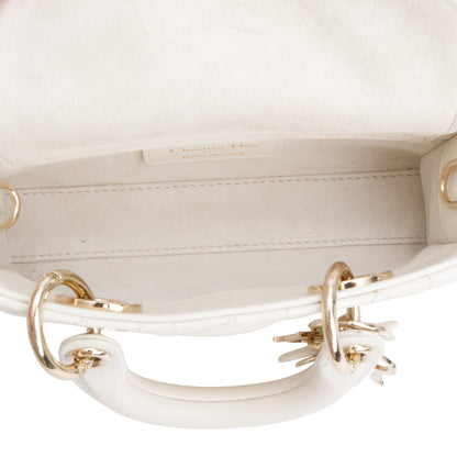 Christian Dior 2024 White Lambskin Cannage Micro Lady D-Joy