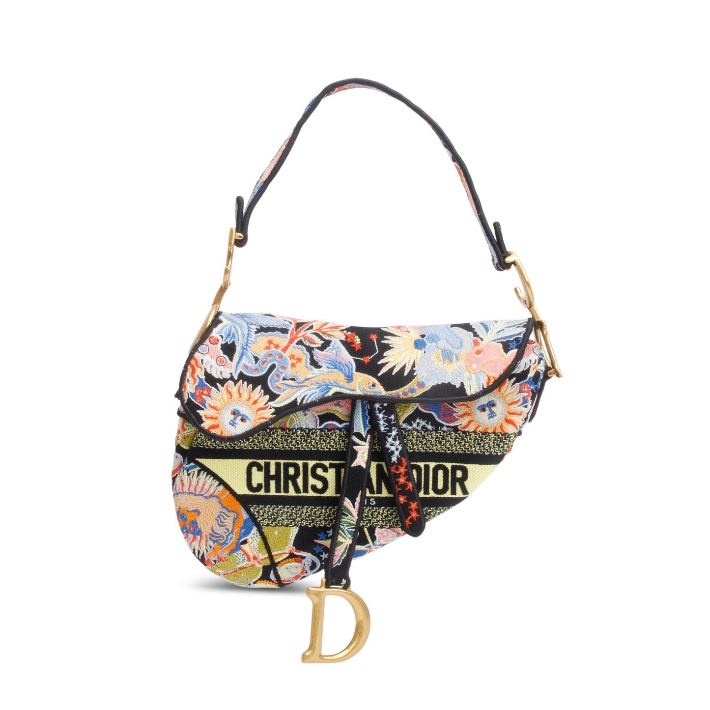 Christian Dior Multicolor Canvas Embroidered Zodiac Fantastico Saddle Bag