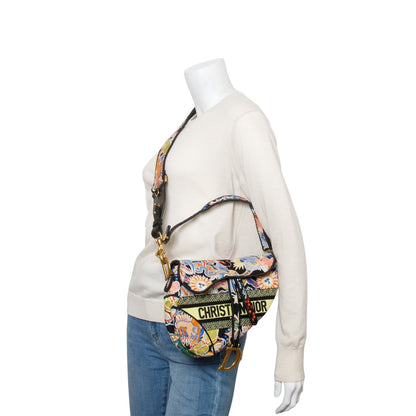 Christian Dior Multicolor Canvas Embroidered Zodiac Fantastico Saddle Bag