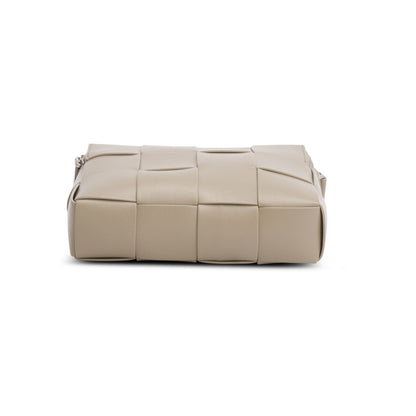 Bottega Veneta Taupe Lambskin Maxi Intrecciato Cassette Crossbody Bag