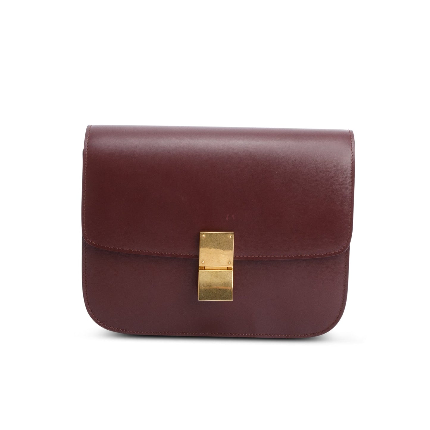 Celine Burgundy Calfskin Medium Classic Box Flap Bag