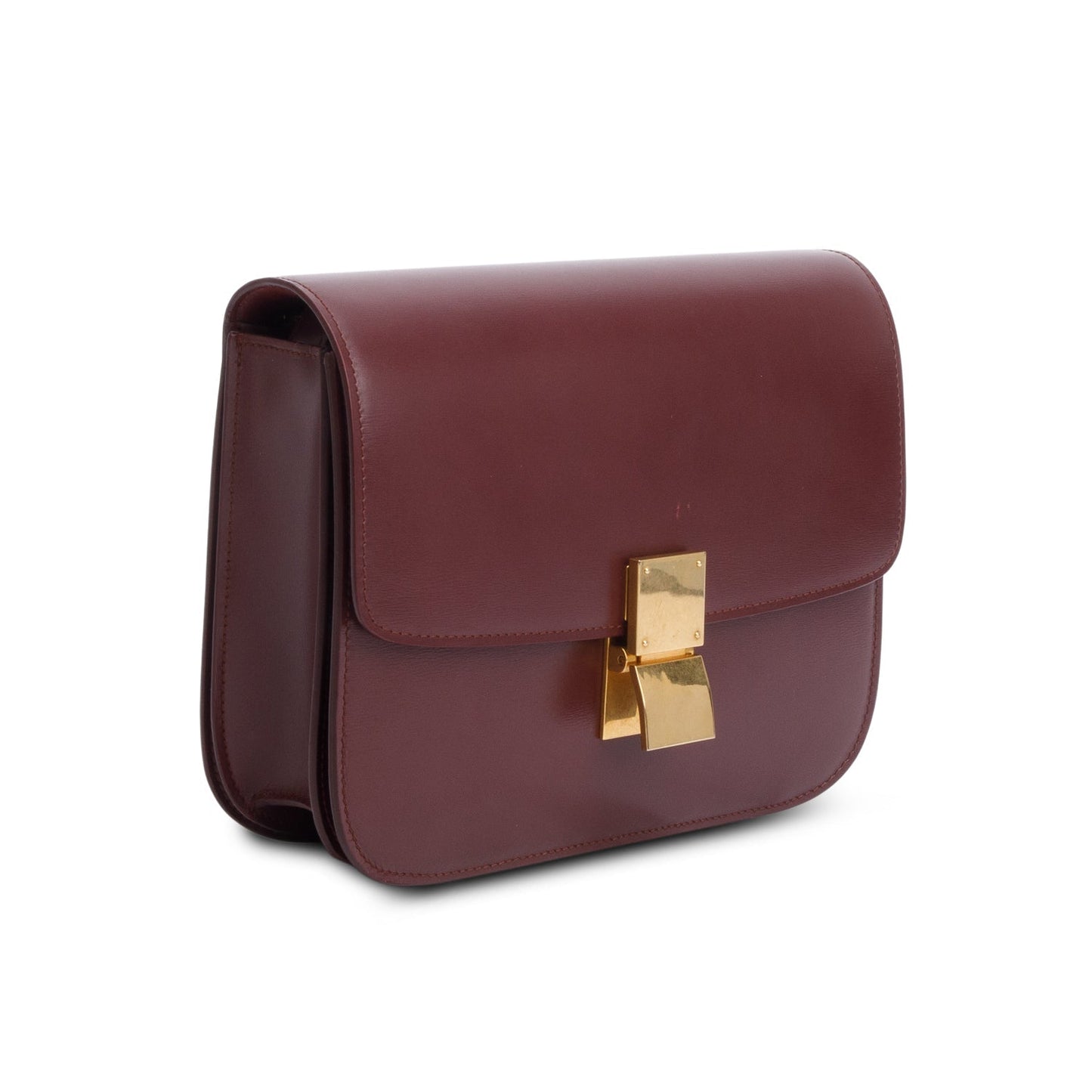 Celine Burgundy Calfskin Medium Classic Box Flap Bag