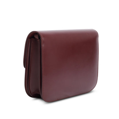 Celine Burgundy Calfskin Medium Classic Box Flap Bag
