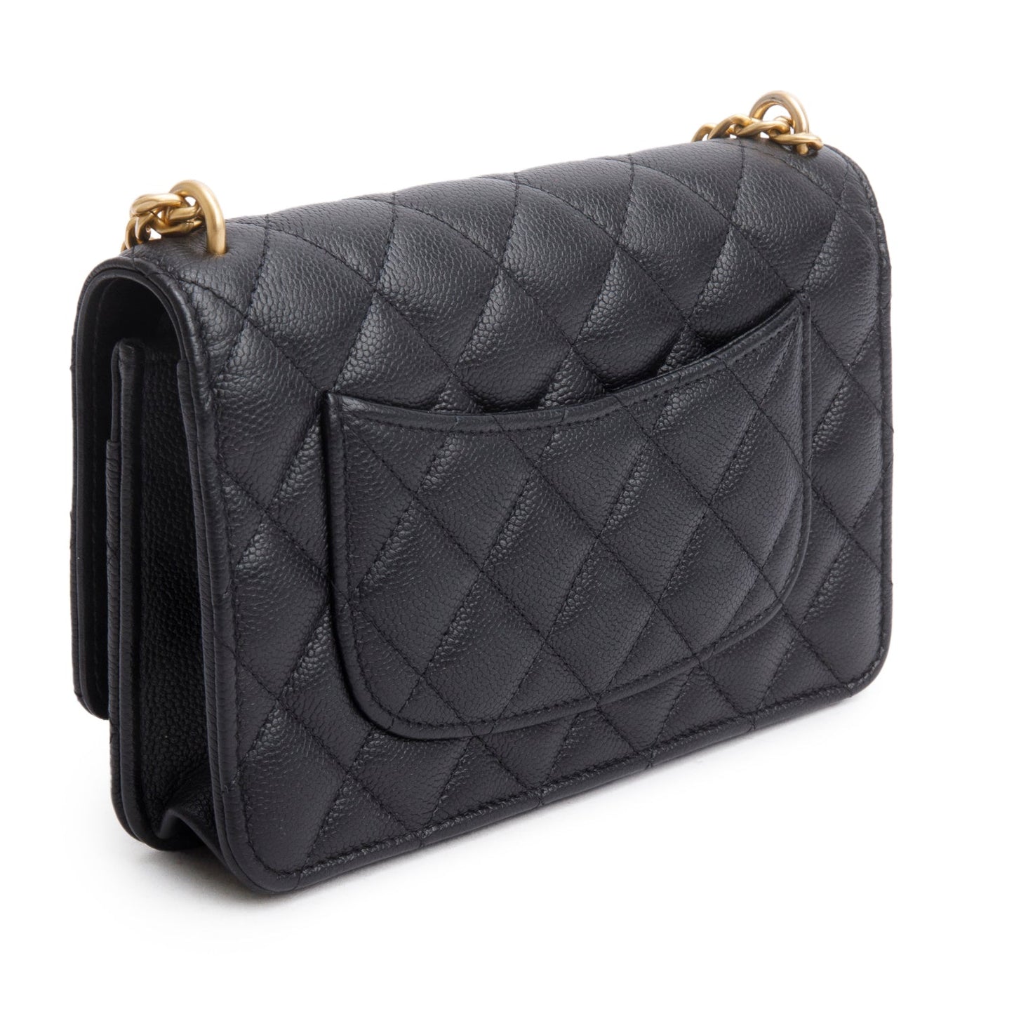 Chanel 2024 Black Quilted Caviar Leather Sweetheart CC Wallet on Chain