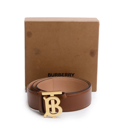 Burberry Brown Leather TB Buckle Belt