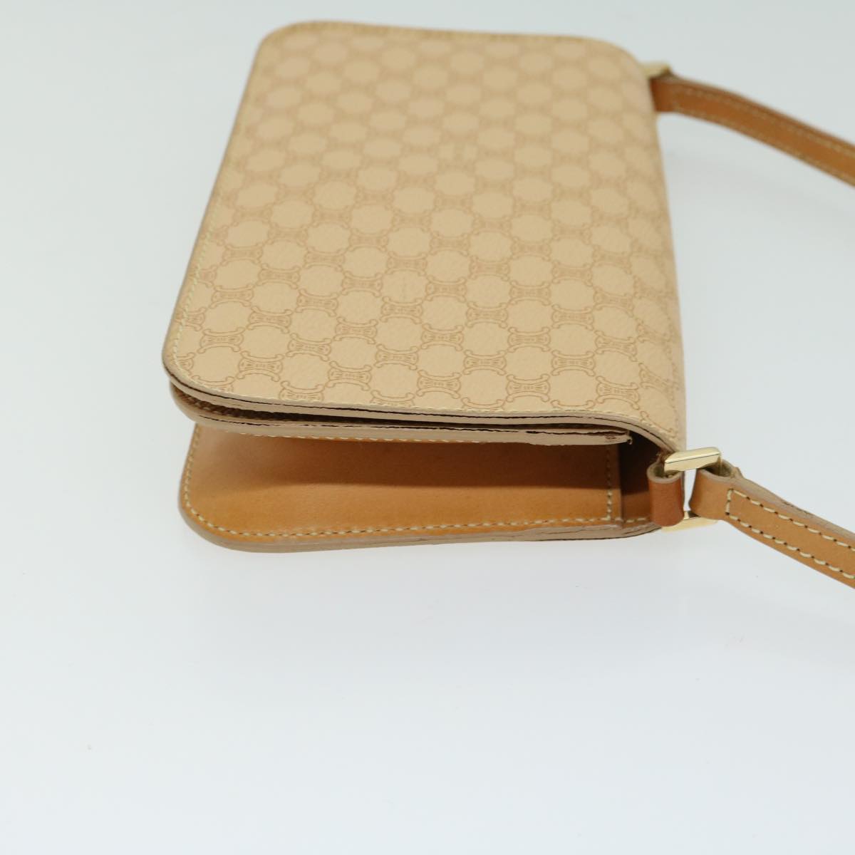 Luxury CELINE Macadam Canvas Shoulder Bag PVC Leather Beige  66415