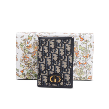 Christian 2024 Dior Navy Oblique Jacquard 30 Montaigne Passport Holder