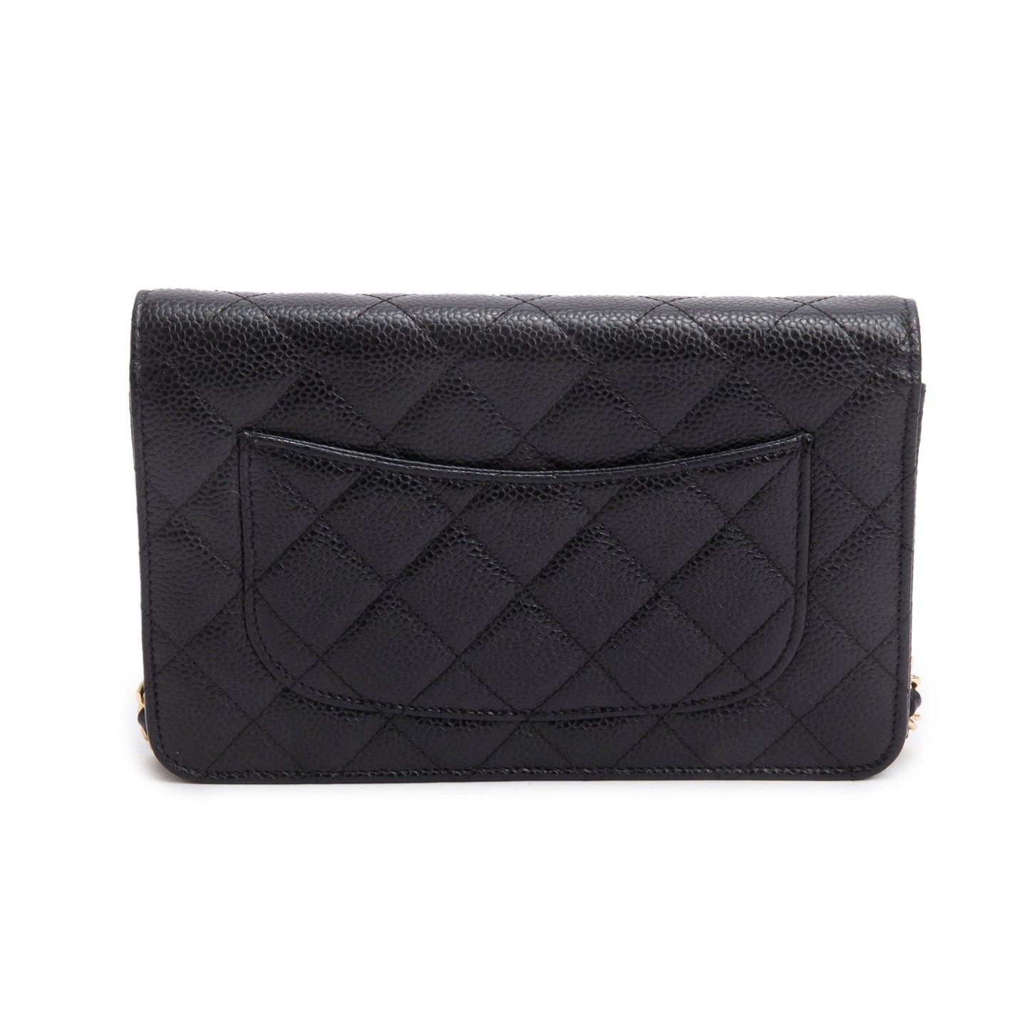Chanel Black Quilted Caviar Leather Classic Wallet on Chain