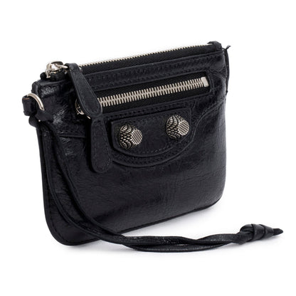 Balenciaga Black Arena Leather Le Cagole Coin Purse