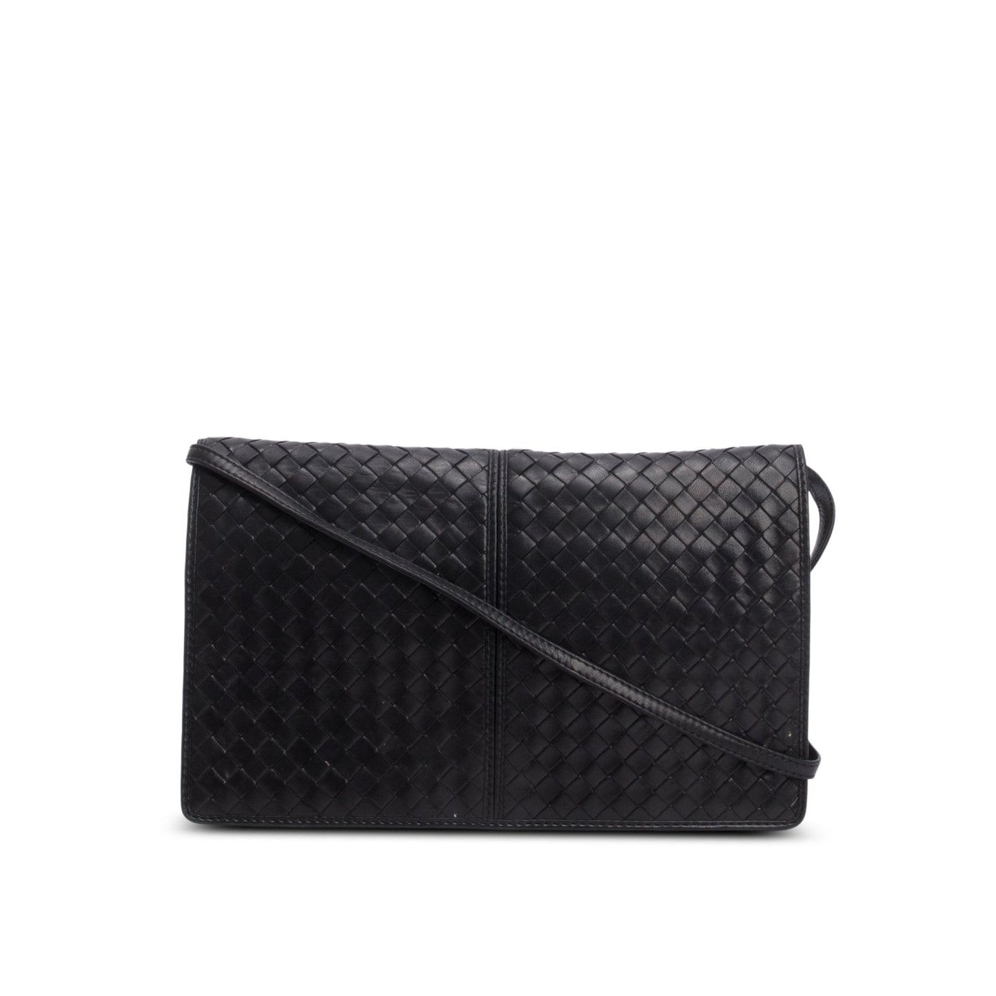 Bottega Veneta Vintage Black Intrecciato Leather Clutch