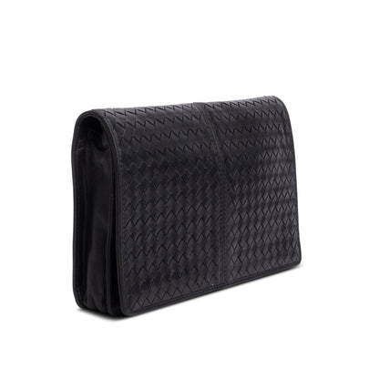 Bottega Veneta Vintage Black Intrecciato Leather Clutch