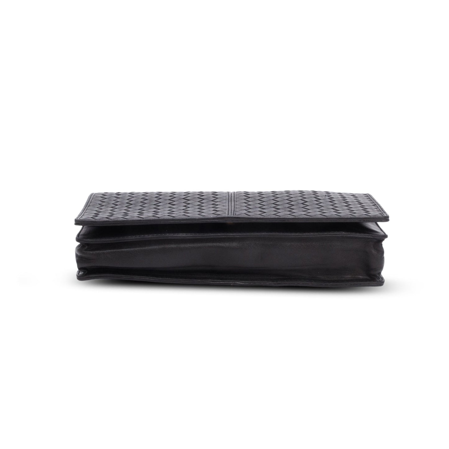 Bottega Veneta Vintage Black Intrecciato Leather Clutch