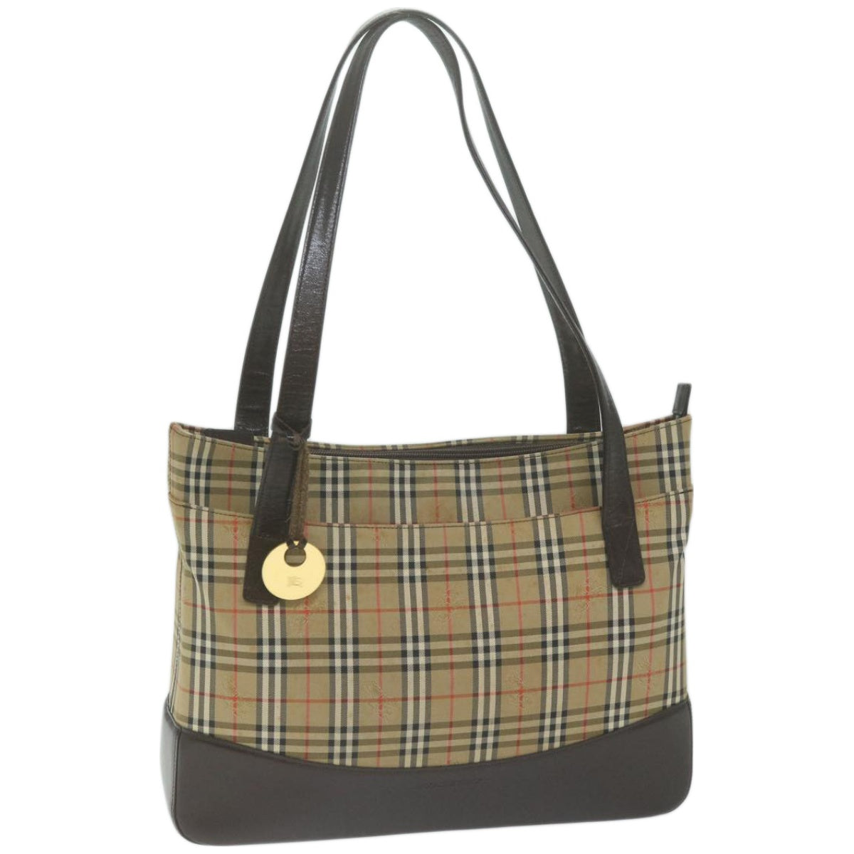 Luxury Burberry Nova Check Tote Bag Canvas Beige Auth 66489