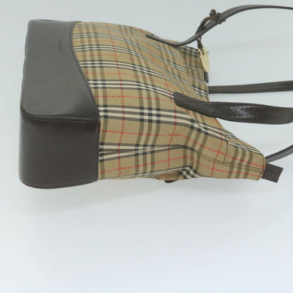 Luxury Burberry Nova Check Tote Bag Canvas Beige Auth 66489