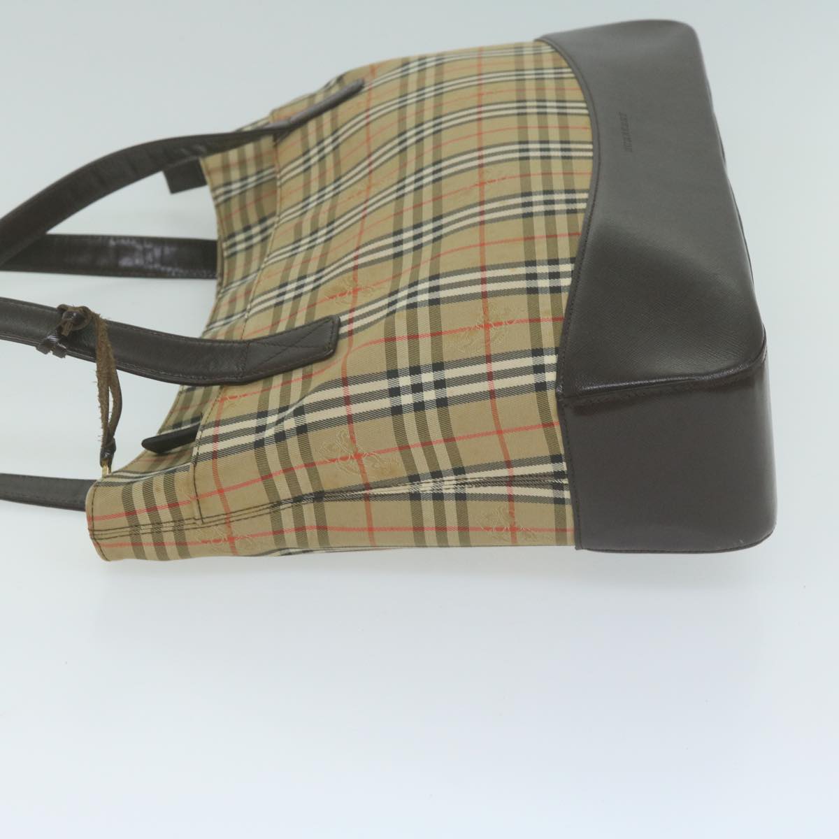 Luxury Burberry Nova Check Tote Bag Canvas Beige Auth 66489