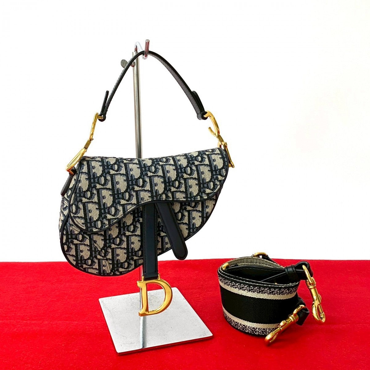 Dior Shoulder Bag canvas Navy Saddle bag