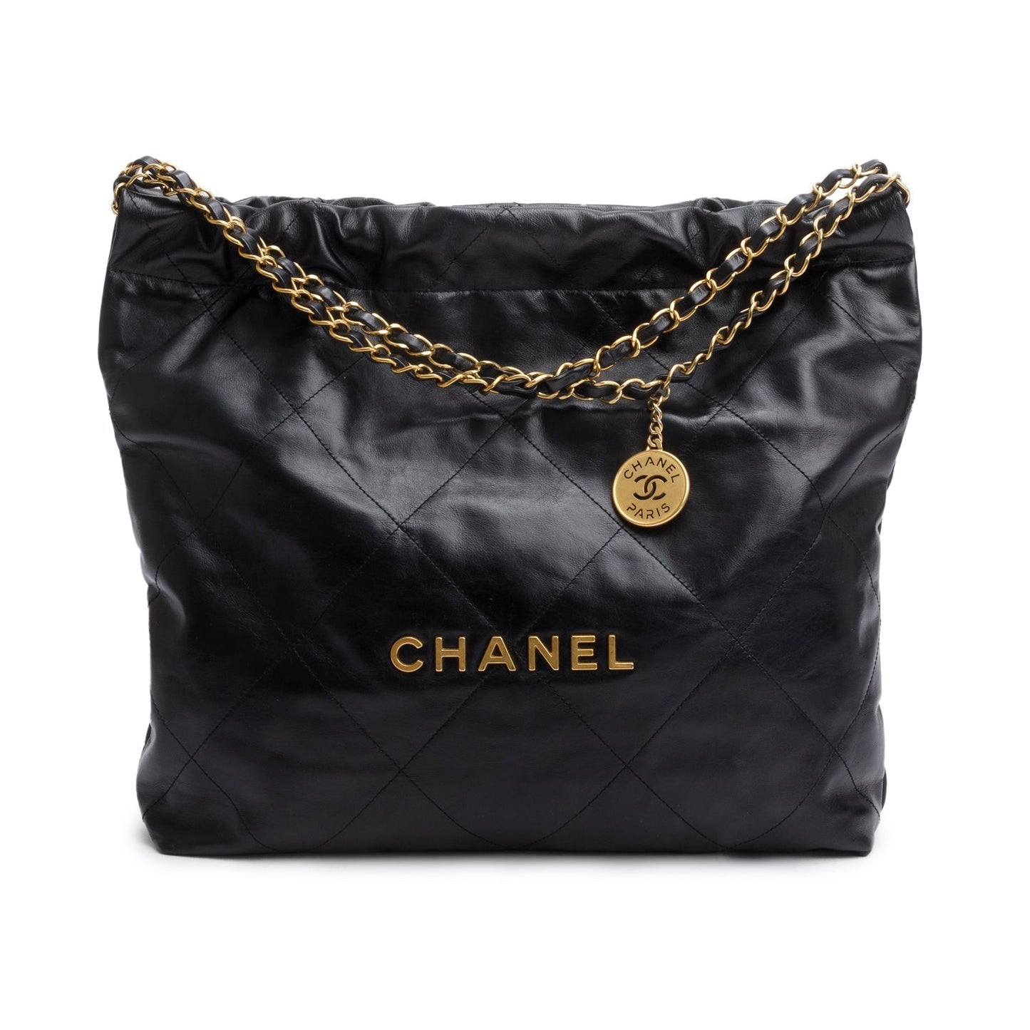 Chanel Black Shiny Calfskin Quilted Small Chanel 22